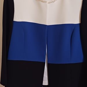 Jacket KASPER size 12  97% Polyester 3% Elastane Blue/white blocking Dry Clean